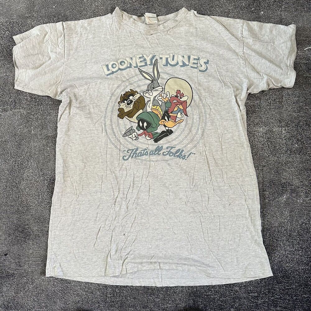 Men's Vintage 90's Acme Looney Tunes Heather Gray Bugs Bunny T Shirt Tee Sz 2XL